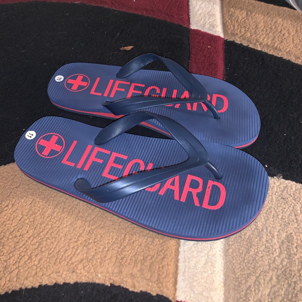 Blue & Red Men's Lifeguard Flip Flops